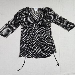 Motherhood Maternity Blouse Womens Medium Black Sheer V-Neck Camisole Top